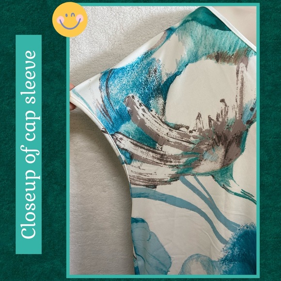 2X NWT LILY BY FIRMIANA IVORY & WATERCOLOR BLUES FLORAL BLOUSE TIE BOTTOM - Picture 5 of 14